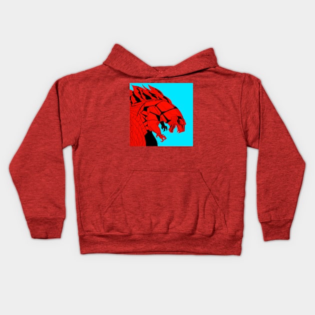 mechagodzilla kaiju in anime style Kids Hoodie by jorge_lebeau